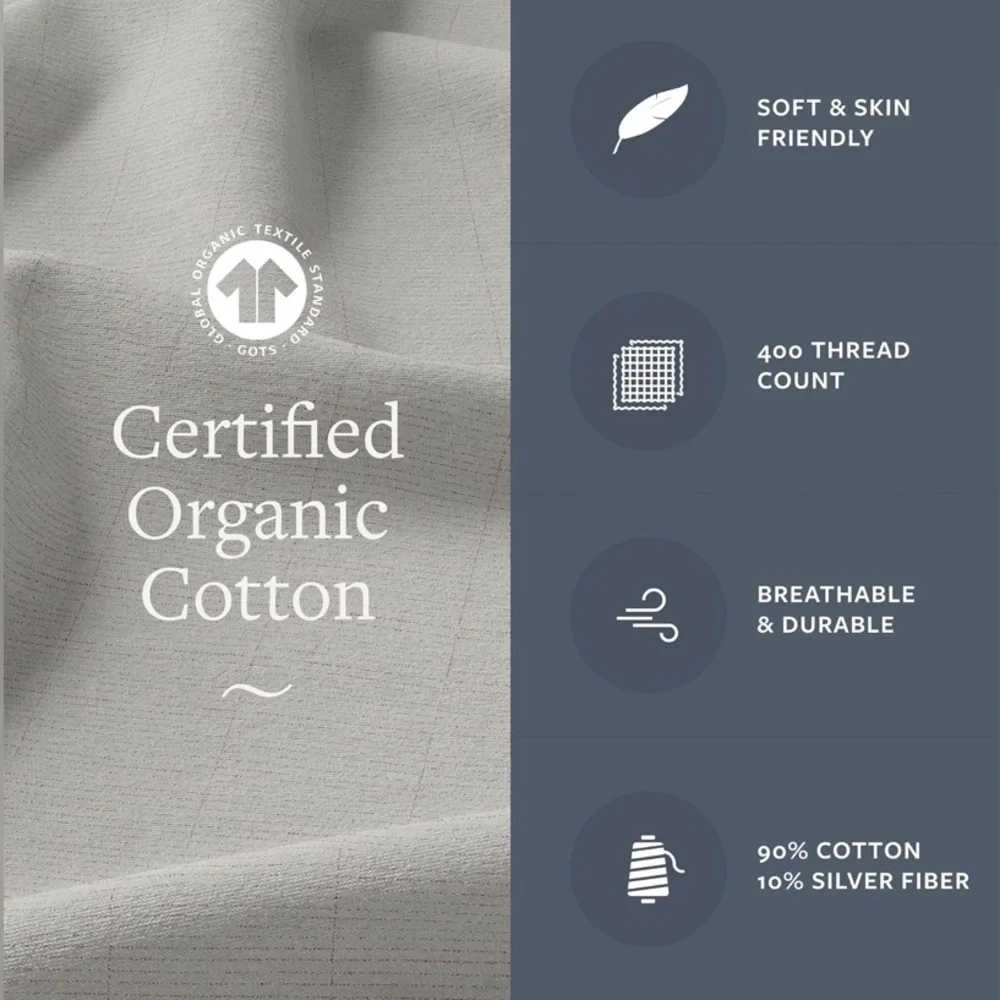GroundLuxe Organic Cotton Fitted Sheet for King bed - Grounded Sheet - Beige